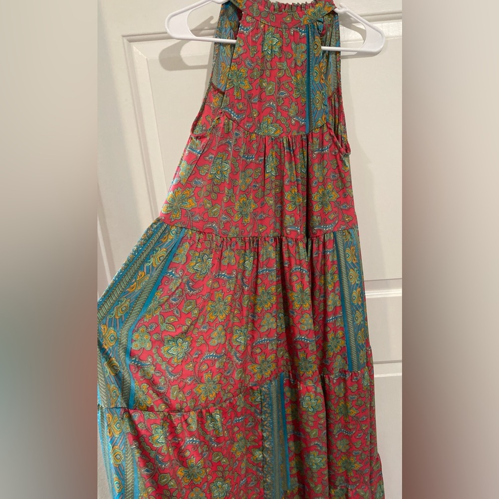 Paani Floral Sleeveless Maxi Dress Multicolor silky Boho small - Picture 4 of 8